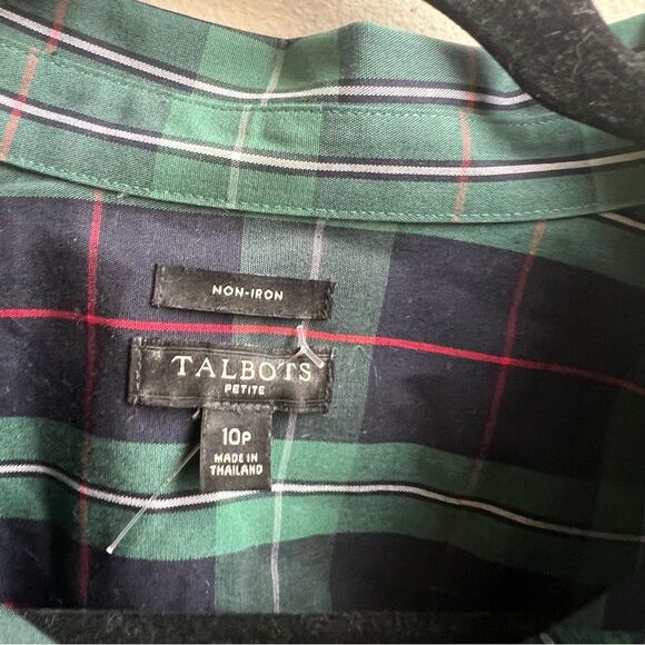 Talbots plaid green rhinestone buttons Size 10 petite - Picture 4 of 4